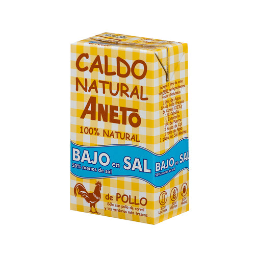 ANETO Caldo natural de pollo bajo en sal 1 l