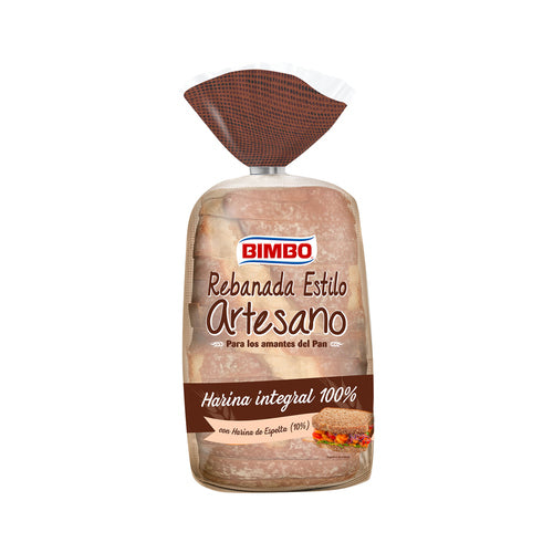 BIMBO Pan de molde artesano integral trigo espelta con miel