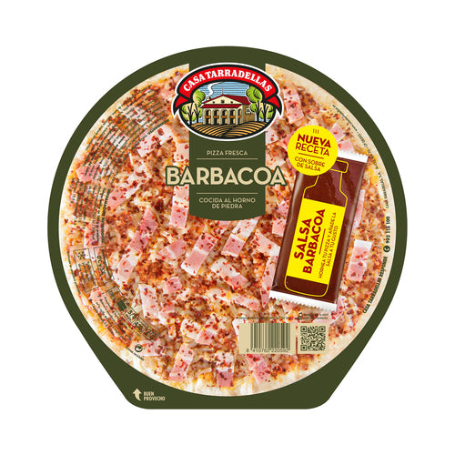 CASA TARRADELLAS Pizza fresca de carne asada a la barbacoa, cocida al hono de piedra 435 g