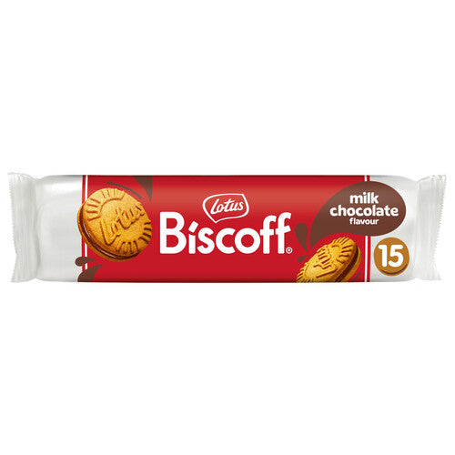 LOTUS Biscoff Galleta caramelizada con relleno de chocolate con leche 15 uds