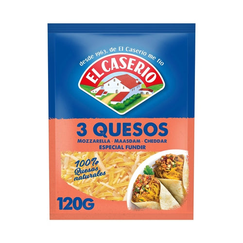 EL CASERÍO Queso rallado 3 quesos 100 % natural EL CASERIO 120 g