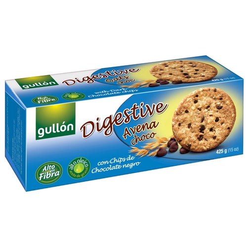 GULLÓN Galleta Integral con avena, Trigo y gotas de chocolate negro 425 g