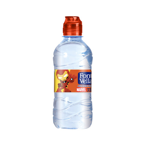 FONT VELLA Agua mineral, tapón chupete, ideal niños botella de 33 cl