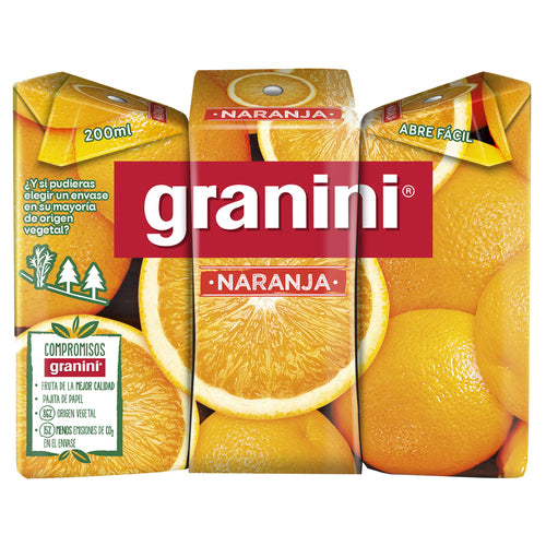 GRANINI Néctar de naranja GRANINI minibrik pack 3 uds x 20 cl