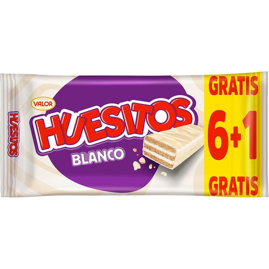 HUESITOS Barritas de barquillo cubierto de chocolate blanco 6 uds