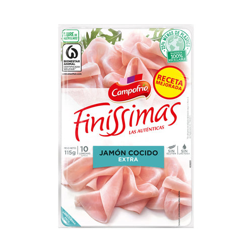 CAMPOFRÍO Jamón cocido de calidad extra, cortado en lonchas Finissimas 115 g