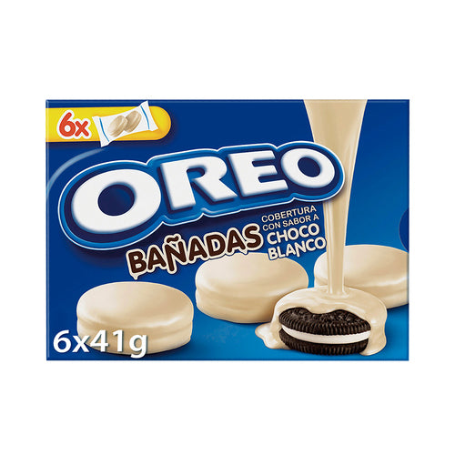 OREO Galletas rellenas de crema de vainilla y cubiertas de chocolate blanco 6 uds