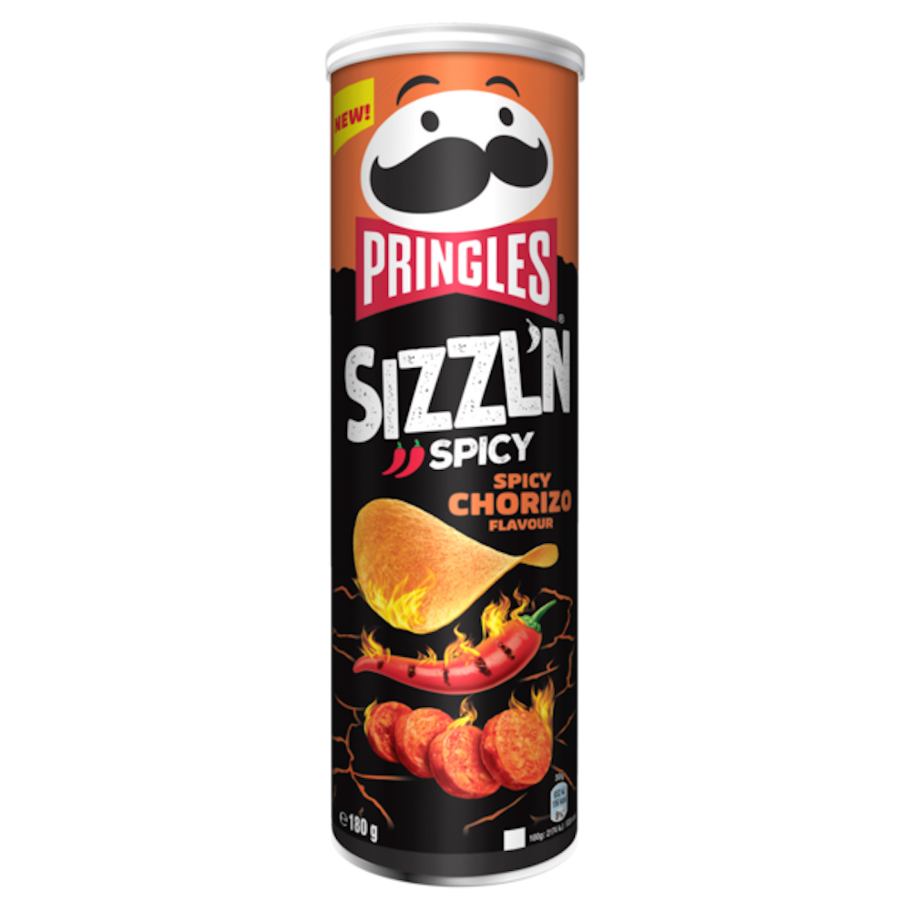 PRINGLES Patatas con forma de teja FLAME Hot Spicy sabor chorizo bote de 165 g