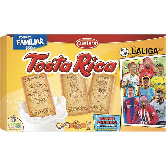 TOSTA RICA Galletas de desayuno con vitaminas hierro calcio y cereales caja 880 g