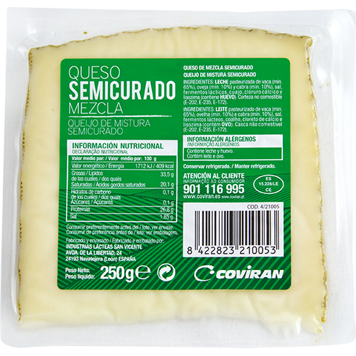 COVIRAN Queso mezcla semicurado cuña 250 g